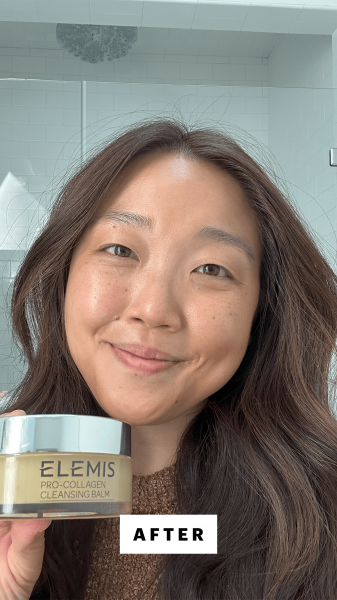 Selfie of Contributor Christa Lee after applying the Elemis ProCollagen Cleansing Balm